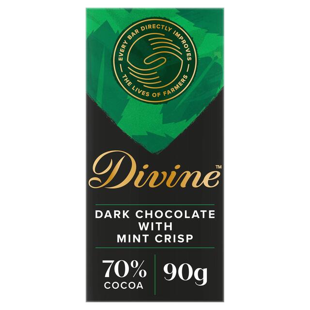 Divino 70% de chocolate negro con menta crujiente 90G