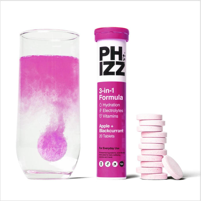 Phizz Apple & Blackcurrant Multivitamin Hydration & Electrolyte Tablets 20 por paquete