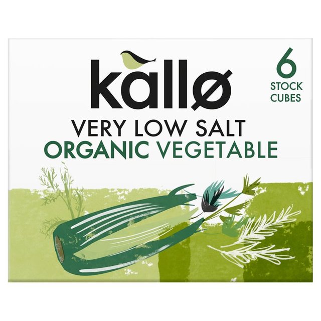 Kallo Organic Cubes de stock de légumes très faibles à faible sel 6 x 10g