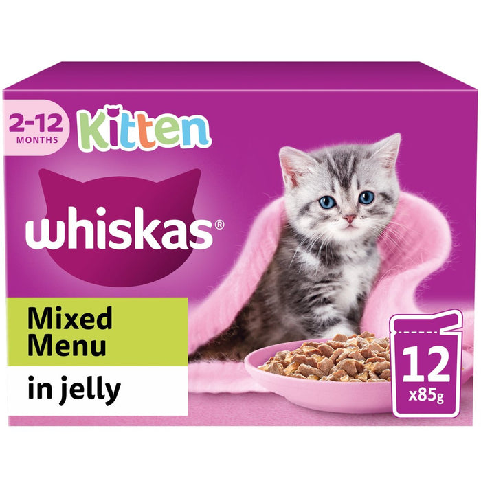 Whiskas Kitten 2-12 meses pescado y carne mixtas en gelatina 12 x 85g