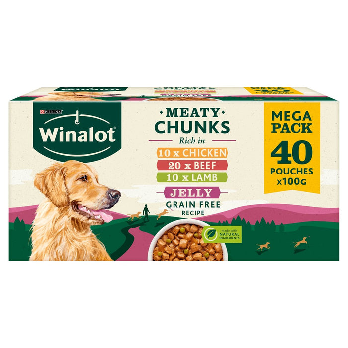 Bolsas de comida para perros Winalot mezcladas en gelatina 40 x 100g