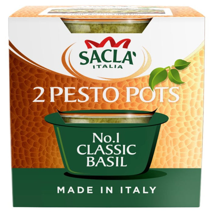Sacla 'klassische Basilikum -Pesto -Töpfe 2 x 45 g